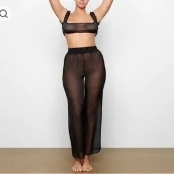 SKIMS‎ Romance Chiffon Crop Top Onyx 2X - Picture 10 of 12